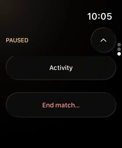 The Apple Watch Controls page with Activity and End match.